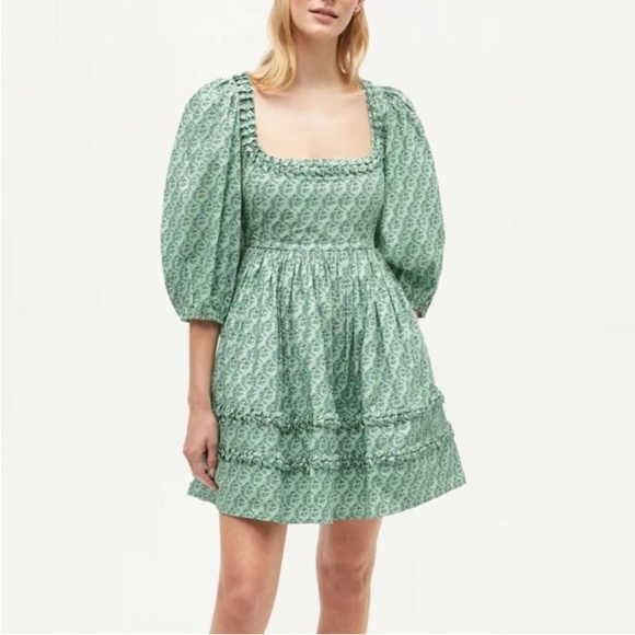 RHODE Daya dress in Jawahar Garden Mint Mini 0 - Picture 3 of 9